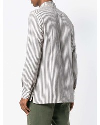 Chemise à manches longues à rayures verticales grise Kiton