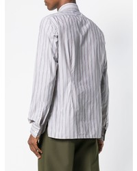 Chemise à manches longues à rayures verticales grise Lanvin