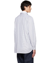 Chemise à manches longues à rayures verticales grise Nanamica
