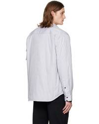 Chemise à manches longues à rayures verticales grise Helmut Lang