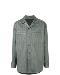 Chemise à manches longues à rayures verticales grise Wooyoungmi