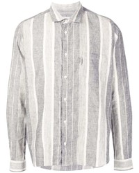 Chemise à manches longues à rayures verticales grise YMC