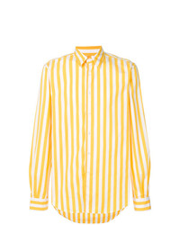Chemise à manches longues à rayures verticales jaune Aspesi