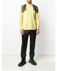 Chemise à manches longues à rayures verticales jaune Comme Des Garcons Homme Plus