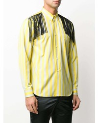 Chemise à manches longues à rayures verticales jaune Comme Des Garcons Homme Plus