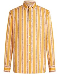 Chemise à manches longues à rayures verticales jaune Etro