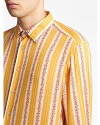 Chemise à manches longues à rayures verticales jaune Etro