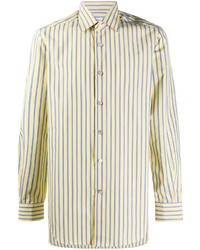Chemise à manches longues à rayures verticales jaune Kiton