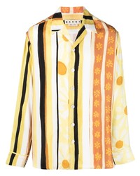 Chemise à manches longues à rayures verticales jaune Marni