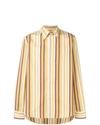 Chemise à manches longues à rayures verticales jaune Marni