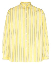 Chemise à manches longues à rayures verticales jaune Sunnei