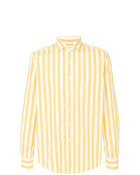 Chemise à manches longues à rayures verticales jaune Xacus