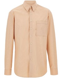 Chemise à manches longues à rayures verticales marron clair Ferragamo