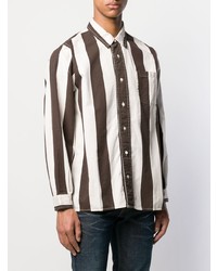 Chemise à manches longues à rayures verticales marron foncé VISVIM