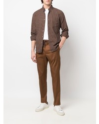 Chemise à manches longues à rayures verticales marron foncé Aspesi