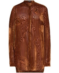 Chemise à manches longues à rayures verticales marron Ann Demeulemeester