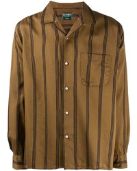 Chemise à manches longues à rayures verticales marron Gitman Vintage