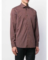 Chemise à manches longues à rayures verticales marron Etro