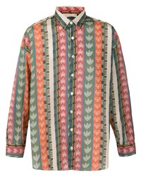 Chemise à manches longues à rayures verticales multicolore Costumein