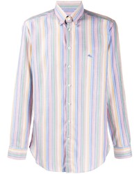 Chemise à manches longues à rayures verticales multicolore Etro