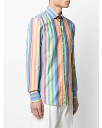 Chemise à manches longues à rayures verticales multicolore Etro