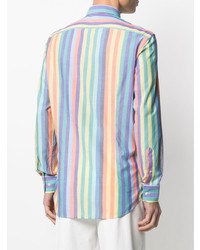 Chemise à manches longues à rayures verticales multicolore Etro