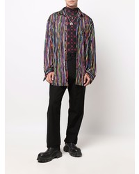 Chemise à manches longues à rayures verticales multicolore Vetements