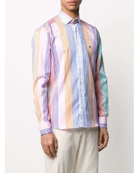 Chemise à manches longues à rayures verticales multicolore Etro