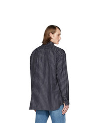 Chemise à manches longues à rayures verticales noire et blanche Balenciaga