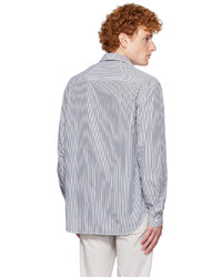Chemise à manches longues à rayures verticales noire et blanche Dunhill