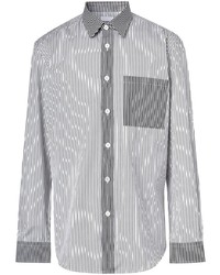 Chemise à manches longues à rayures verticales noire et blanche Burberry