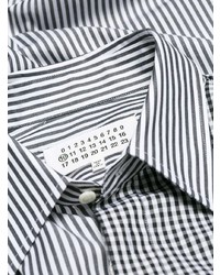 Chemise à manches longues à rayures verticales noire et blanche Maison Margiela