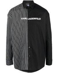 Chemise à manches longues à rayures verticales noire et blanche Karl Lagerfeld