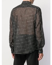 Chemise à manches longues à rayures verticales noire et blanche Givenchy
