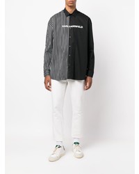 Chemise à manches longues à rayures verticales noire et blanche Karl Lagerfeld