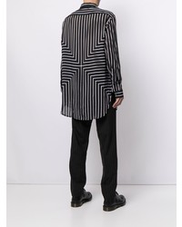 Chemise à manches longues à rayures verticales noire et blanche Emporio Armani