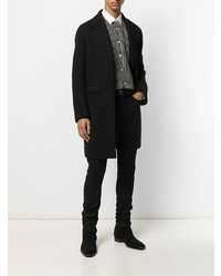 Chemise à manches longues à rayures verticales noire et blanche Saint Laurent