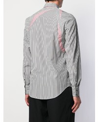 Chemise à manches longues à rayures verticales noire et blanche Alexander McQueen