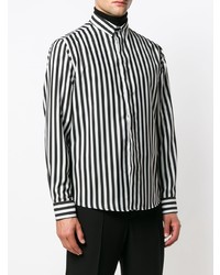 Chemise à manches longues à rayures verticales noire et blanche Christian Pellizzari