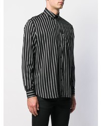 Chemise à manches longues à rayures verticales noire et blanche Saint Laurent
