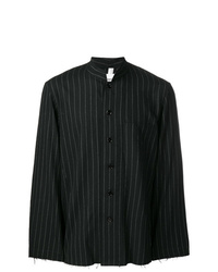 Chemise à manches longues à rayures verticales noire et blanche Takahiromiyashita The Soloist