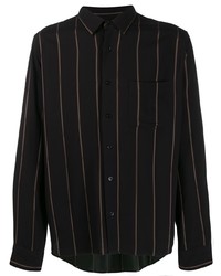 Chemise à manches longues à rayures verticales noire Ami Paris