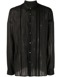Chemise à manches longues à rayures verticales noire Ann Demeulemeester