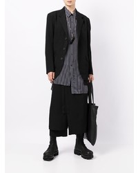 Chemise à manches longues à rayures verticales noire Yohji Yamamoto