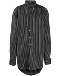 Chemise à manches longues à rayures verticales noire Balenciaga