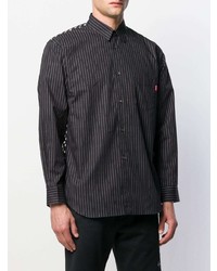 Chemise à manches longues à rayures verticales noire Supreme