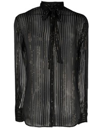 Chemise à manches longues à rayures verticales noire DSQUARED2