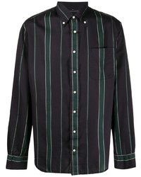 Chemise à manches longues à rayures verticales noire Gitman Vintage