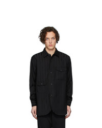 Chemise à manches longues à rayures verticales noire Han Kjobenhavn