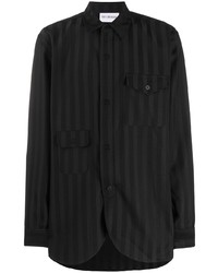 Chemise à manches longues à rayures verticales noire Han Kjobenhavn